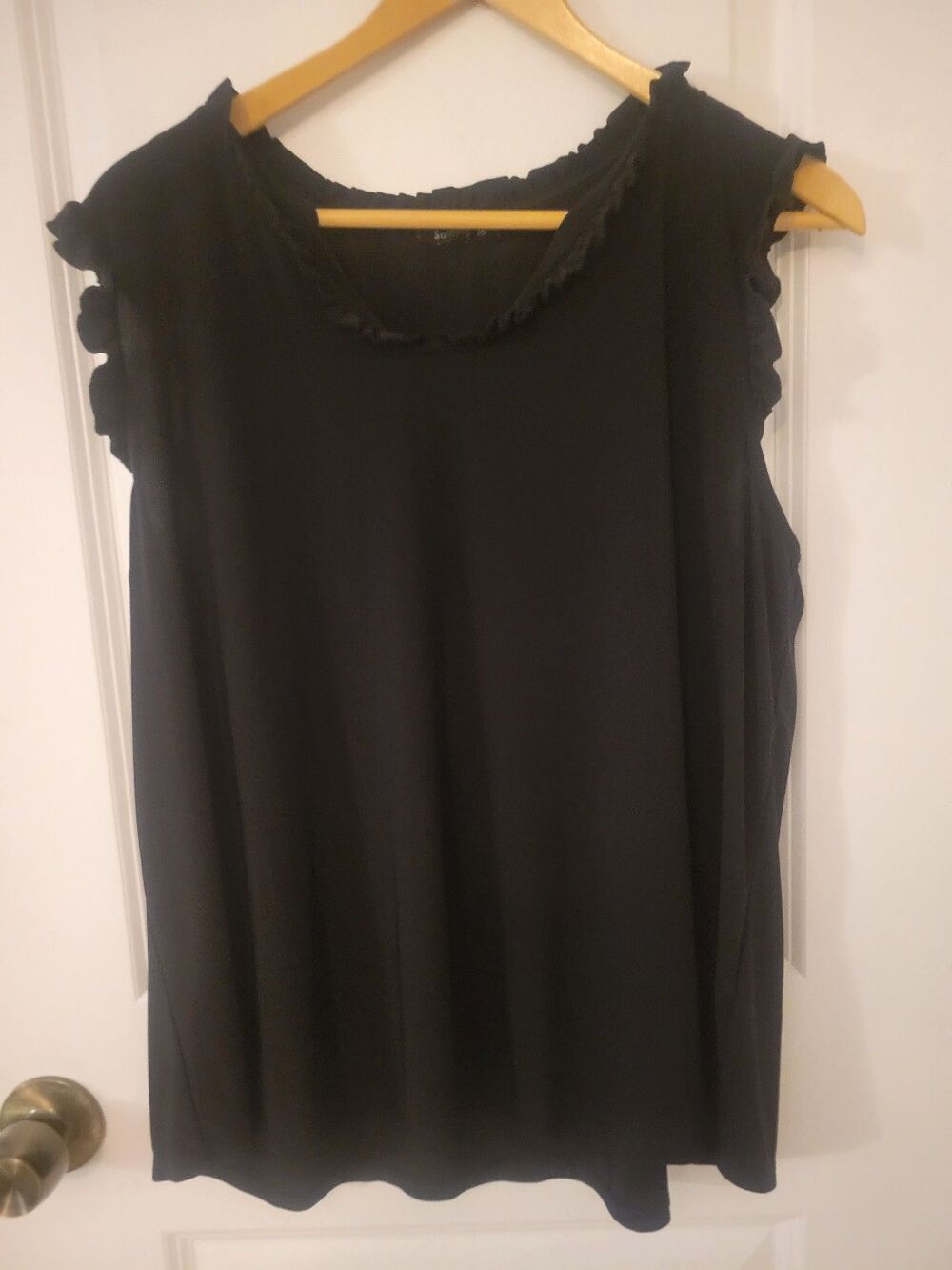 Acubi Whimsygoth Goth Punk Witchy Black V Neck Tank Ruffled Sleeves XL